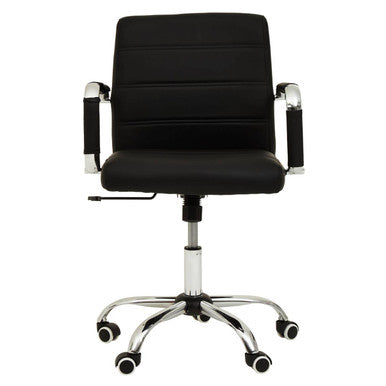 Black Leather Effect and Chrome Home Office Chair | Brent