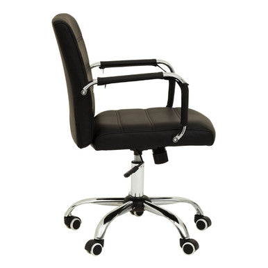 Black Leather Effect and Chrome Home Office Chair | Brent