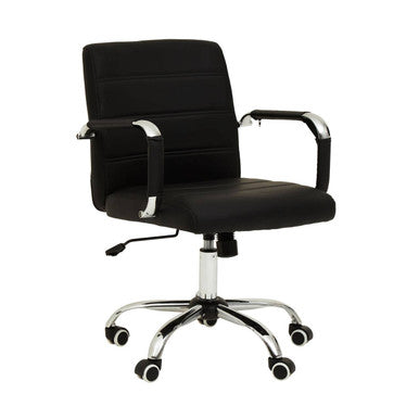 Black Leather Effect and Chrome Home Office Chair | Brent