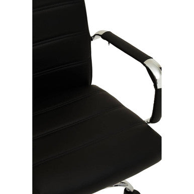 Black Leather Effect and Chrome Home Office Chair | Brent