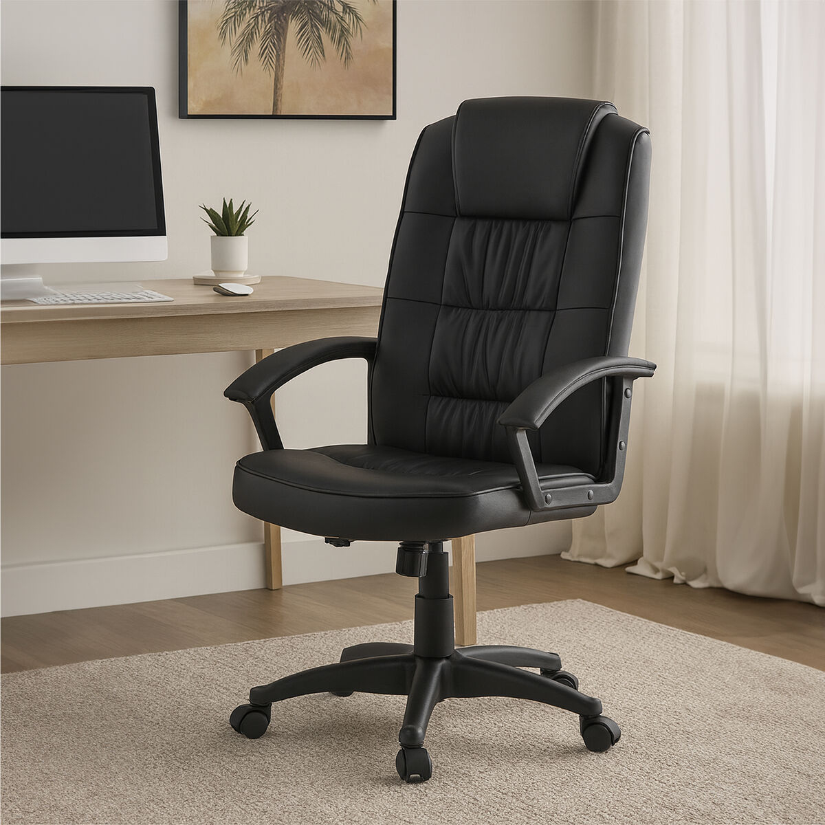 Brent Black Leather Home Office Chair