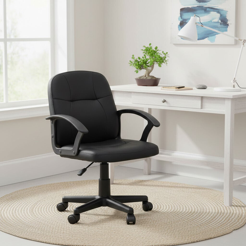 Brent Black Leather Small Home Office Chair