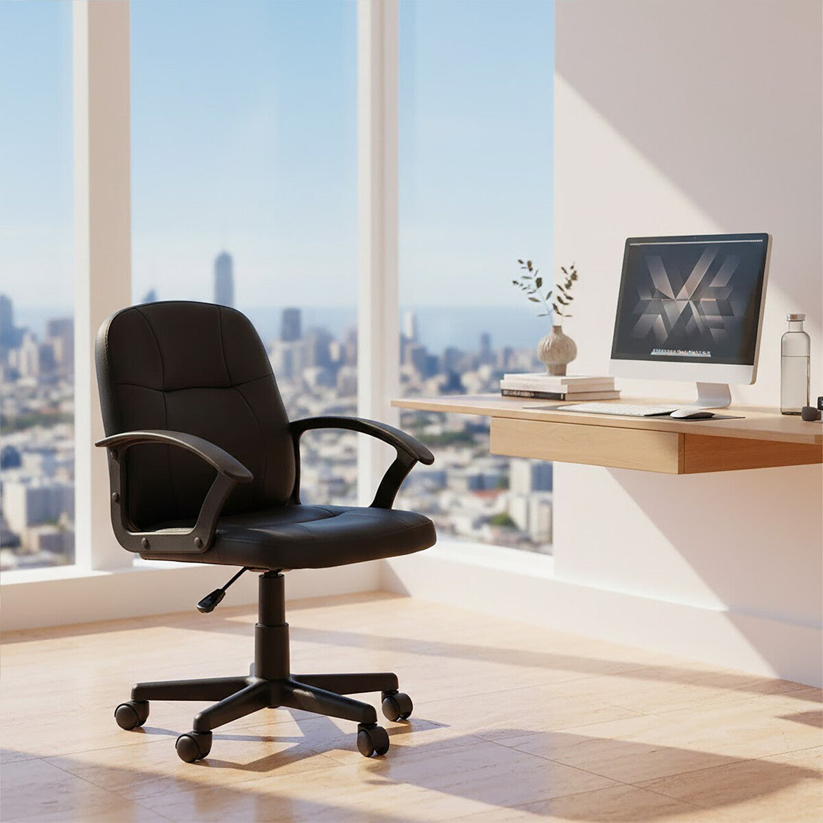 Brent Black Leather Small Home Office Chair