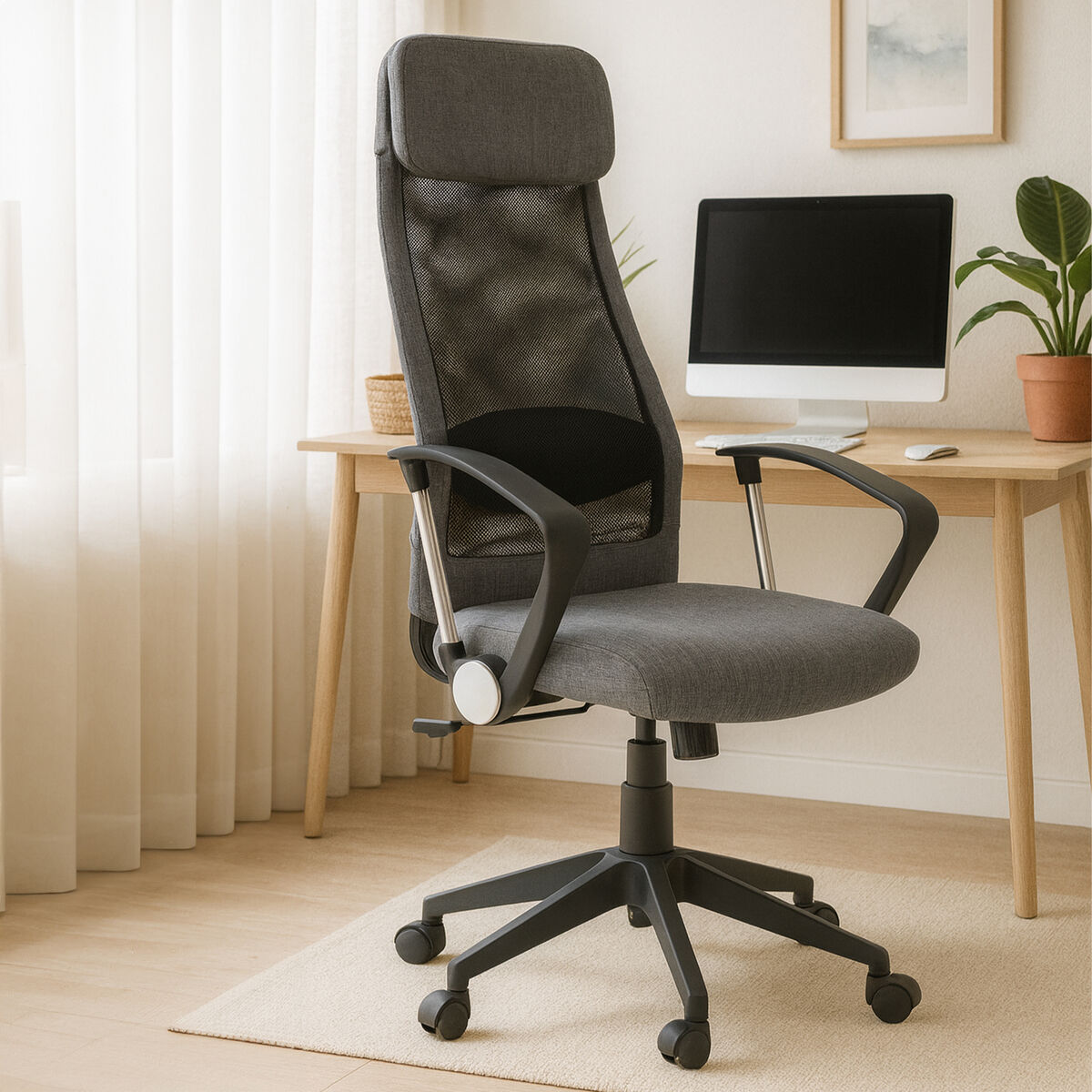 Black Mesh and Grey Fabric Home Office Chair | Brent