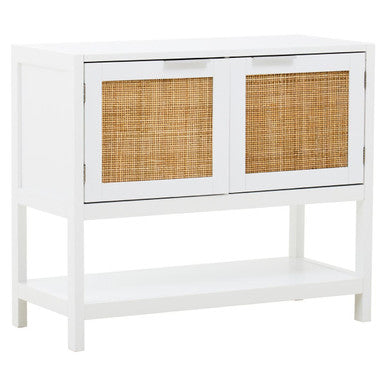 White Wood and Rattan Two Drawer Side Cabinet | Sherman