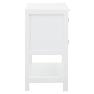 White Wood and Rattan Two Drawer Side Cabinet | Sherman