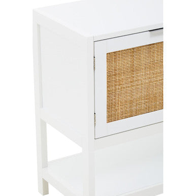 White Wood and Rattan Two Drawer Side Cabinet | Sherman