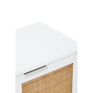 White Wood and Rattan Two Drawer Side Cabinet | Sherman