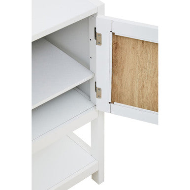 White Wood and Rattan Two Drawer Side Cabinet | Sherman
