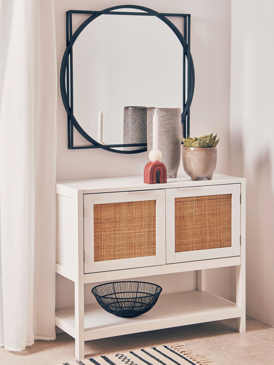 White Wood and Rattan Two Drawer Side Cabinet | Sherman