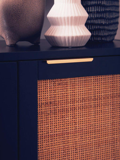 Black Wood and Rattan Two Door Side Cabinet | Sherman