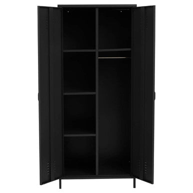 Academy Black Metal Two Door Locker Style Wardrobe