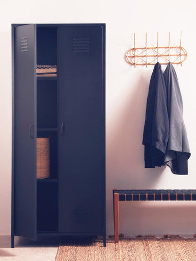 Academy Black Metal Two Door Locker Style Wardrobe