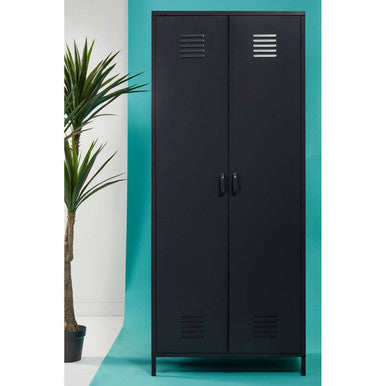 Academy Black Metal Two Door Locker Style Wardrobe