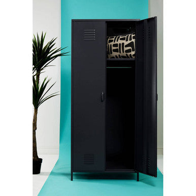 Academy Black Metal Two Door Locker Style Wardrobe