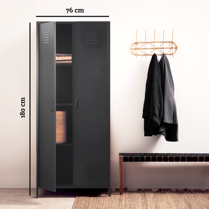 Academy Black Metal Two Door Locker Style Wardrobe
