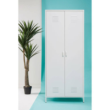 Academy White Metal Two Door Locker Style Wardrobe