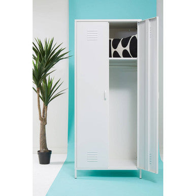 Academy White Metal Two Door Locker Style Wardrobe