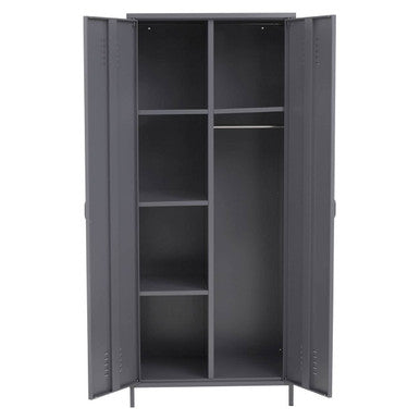 Academy Grey Metal Two Door Locker Style Wardrobe