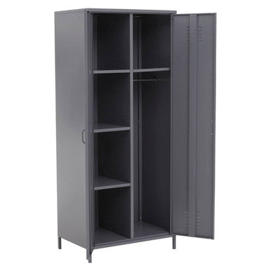 Academy Grey Metal Two Door Locker Style Wardrobe