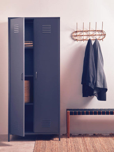 Academy Grey Metal Two Door Locker Style Wardrobe