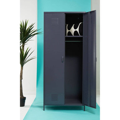 Academy Grey Metal Two Door Locker Style Wardrobe