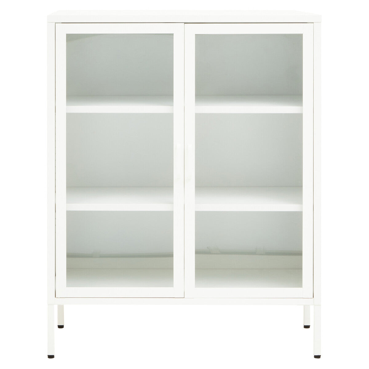 Acier White Metal and Glass Two Door Cabinet
