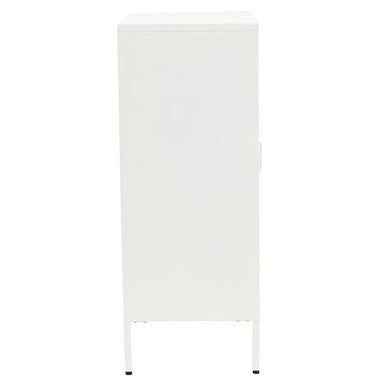 Acier White Metal and Glass Two Door Cabinet