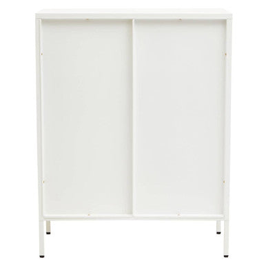 Acier White Metal and Glass Two Door Cabinet