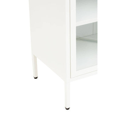 Acier White Metal and Glass Two Door Cabinet