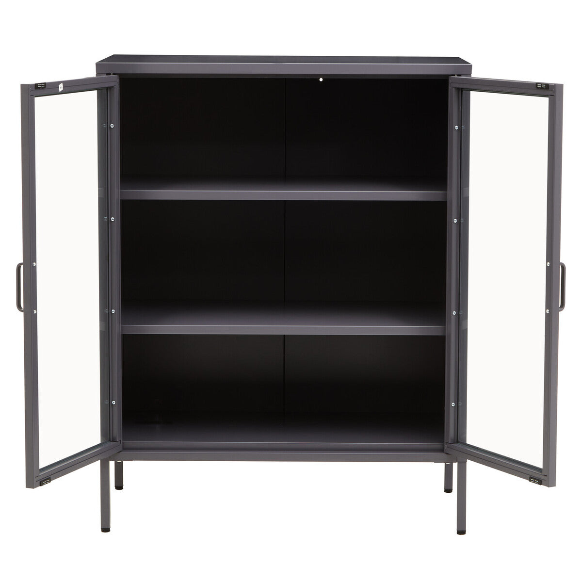 Acier Grey Metal and Glass Two Door Cabinet