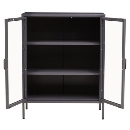 Acier Grey Metal and Glass Two Door Cabinet