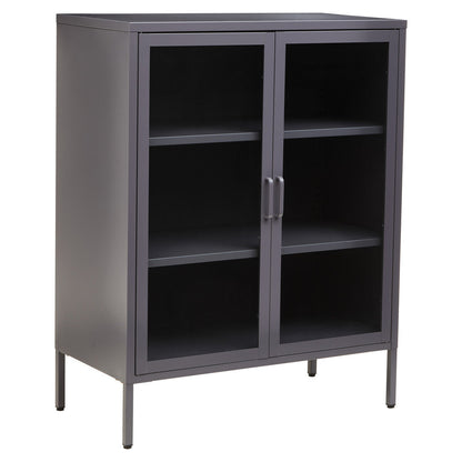 Acier Grey Metal and Glass Two Door Cabinet