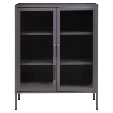 Acier Grey Metal and Glass Two Door Cabinet