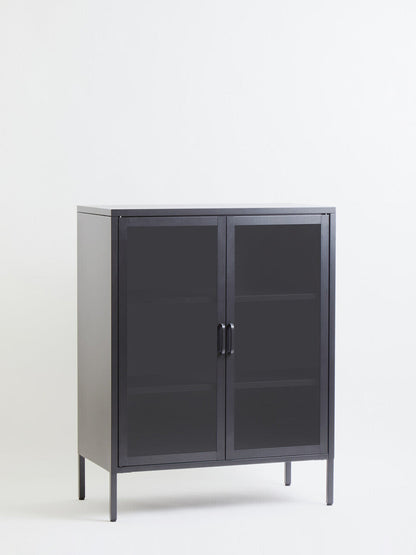 Acier Grey Metal and Glass Two Door Cabinet