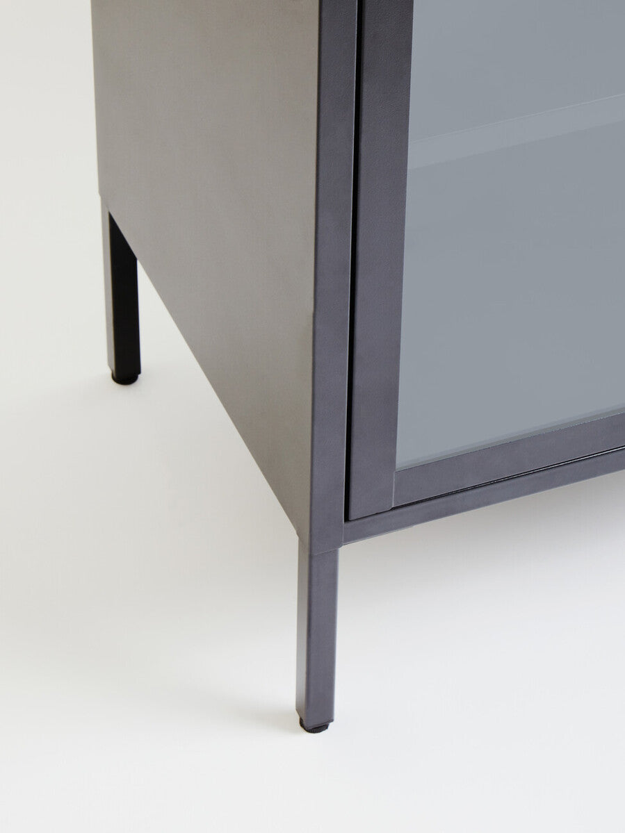 Acier Grey Metal and Glass Two Door Cabinet