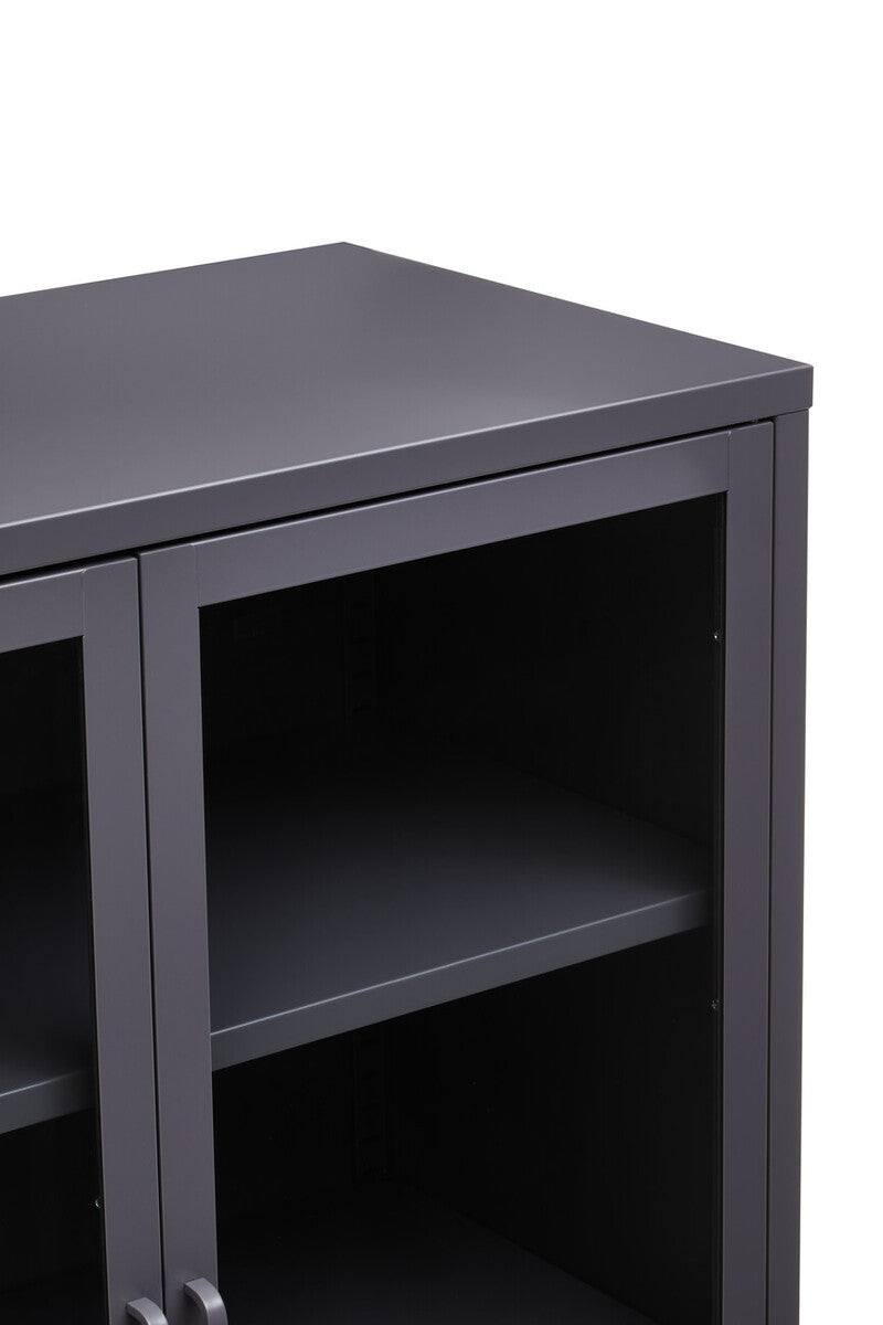 Acier Grey Metal and Glass Two Door Cabinet