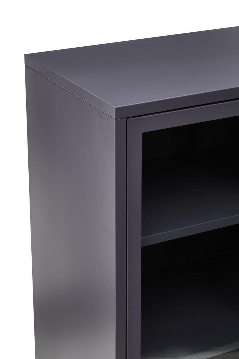 Acier Grey Metal and Glass Two Door Cabinet