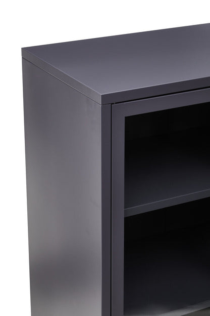 Acier Grey Metal and Glass Two Door Cabinet