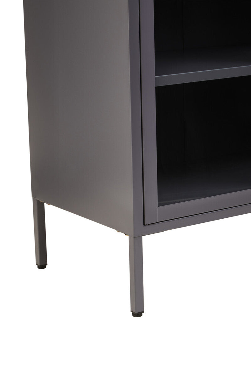 Acier Grey Metal and Glass Two Door Cabinet