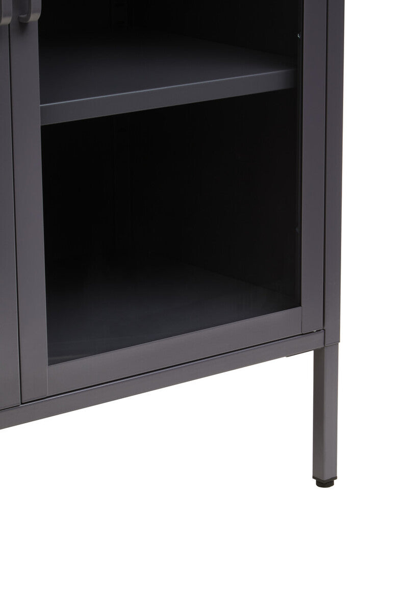 Acier Grey Metal and Glass Two Door Cabinet