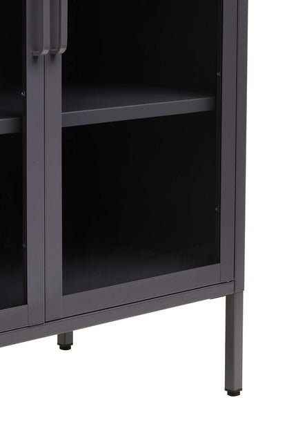Acier Grey Metal and Glass Two Door Cabinet
