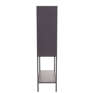 Acier Grey Metal and Glass Two Door Tall Cabinet
