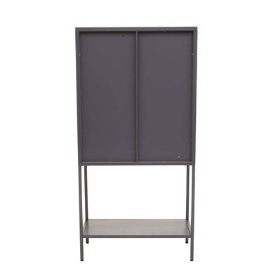 Acier Grey Metal and Glass Two Door Tall Cabinet