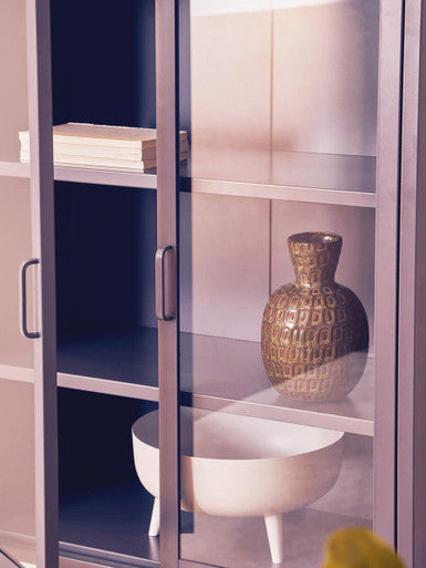 Acier Grey Metal and Glass Two Door Tall Cabinet
