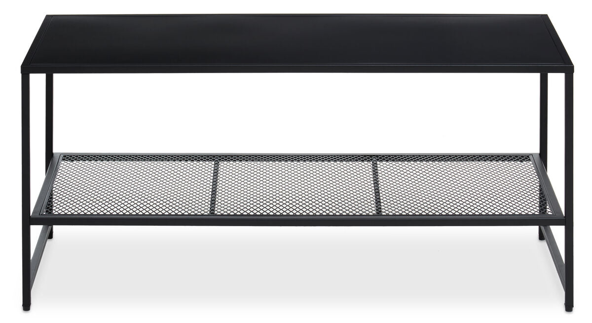 Acero Black Metal Coffee Table with Mesh Shelf