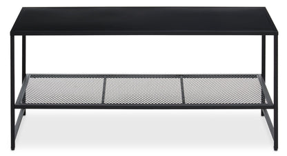 Acero Black Metal Coffee Table with Mesh Shelf