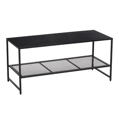 Acero Black Metal Coffee Table with Mesh Shelf