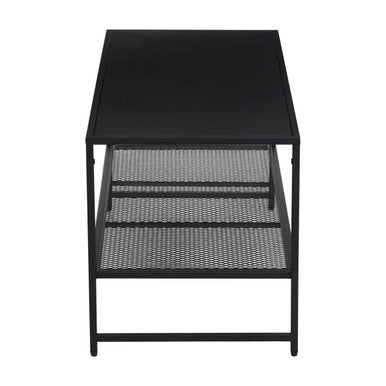 Acero Black Metal Coffee Table with Mesh Shelf