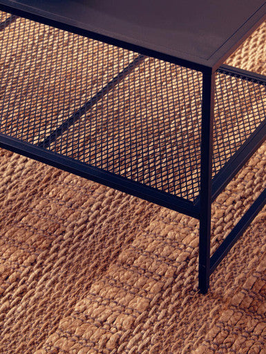 Acero Black Metal Coffee Table with Mesh Shelf